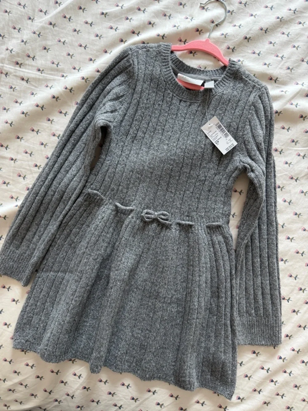 The Children's Place Gray Ribbed Knit Dress with Bow Waist - Picture 4 of 5